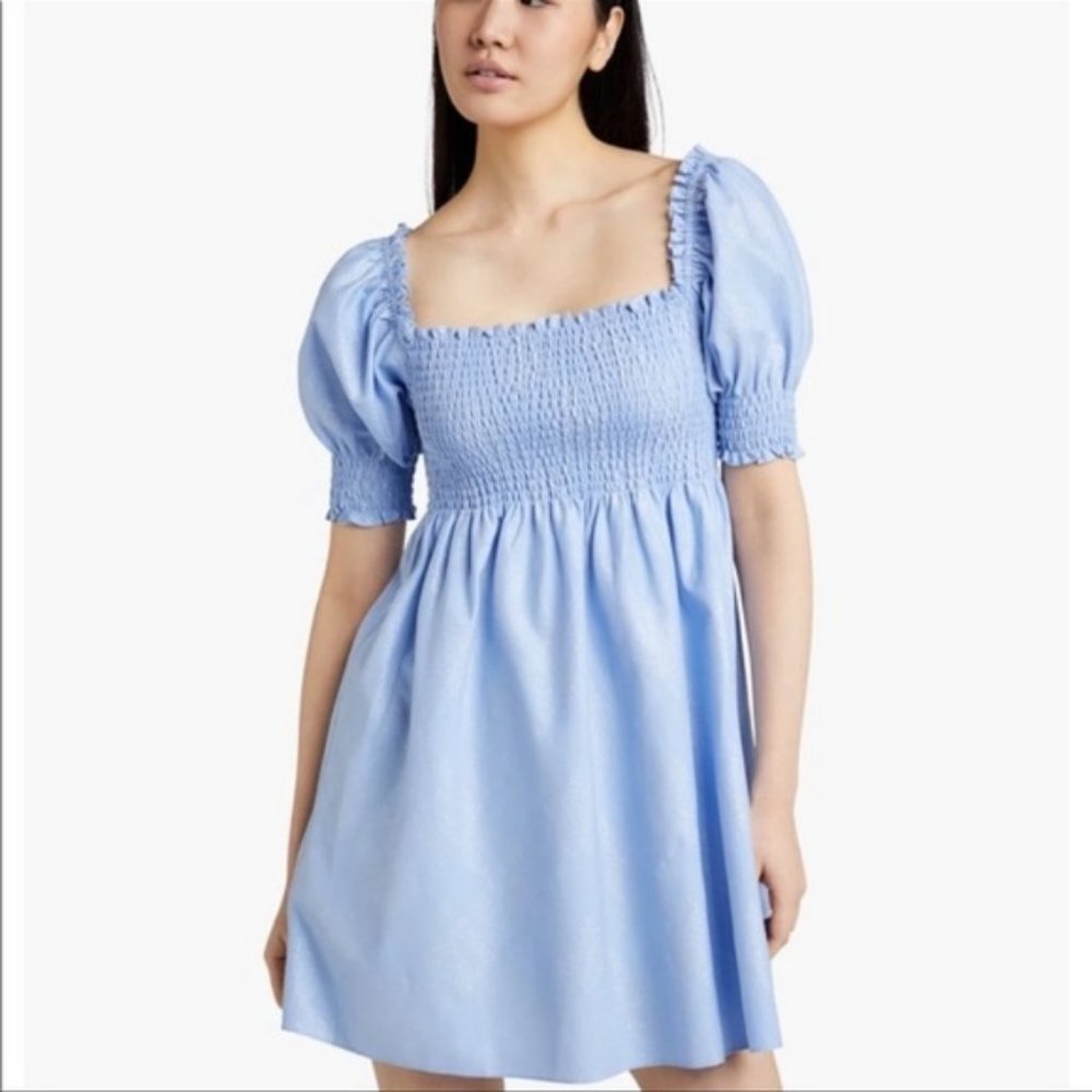 Hill House Athena Nap Dress - Light Blue Glitter Check, Size XS
